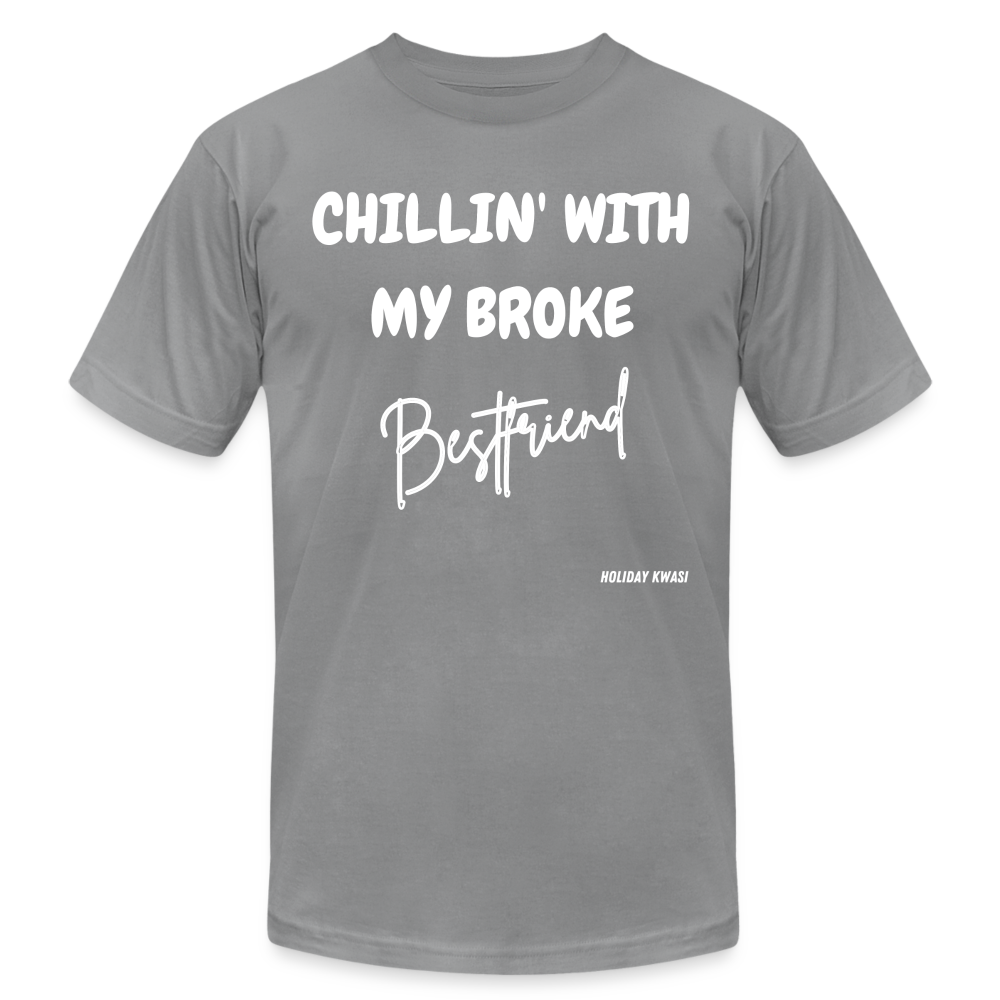 Broke Bestie wht Tee - slate