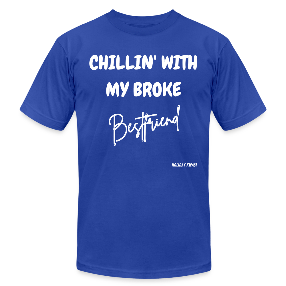 Broke Bestie wht Tee - royal blue