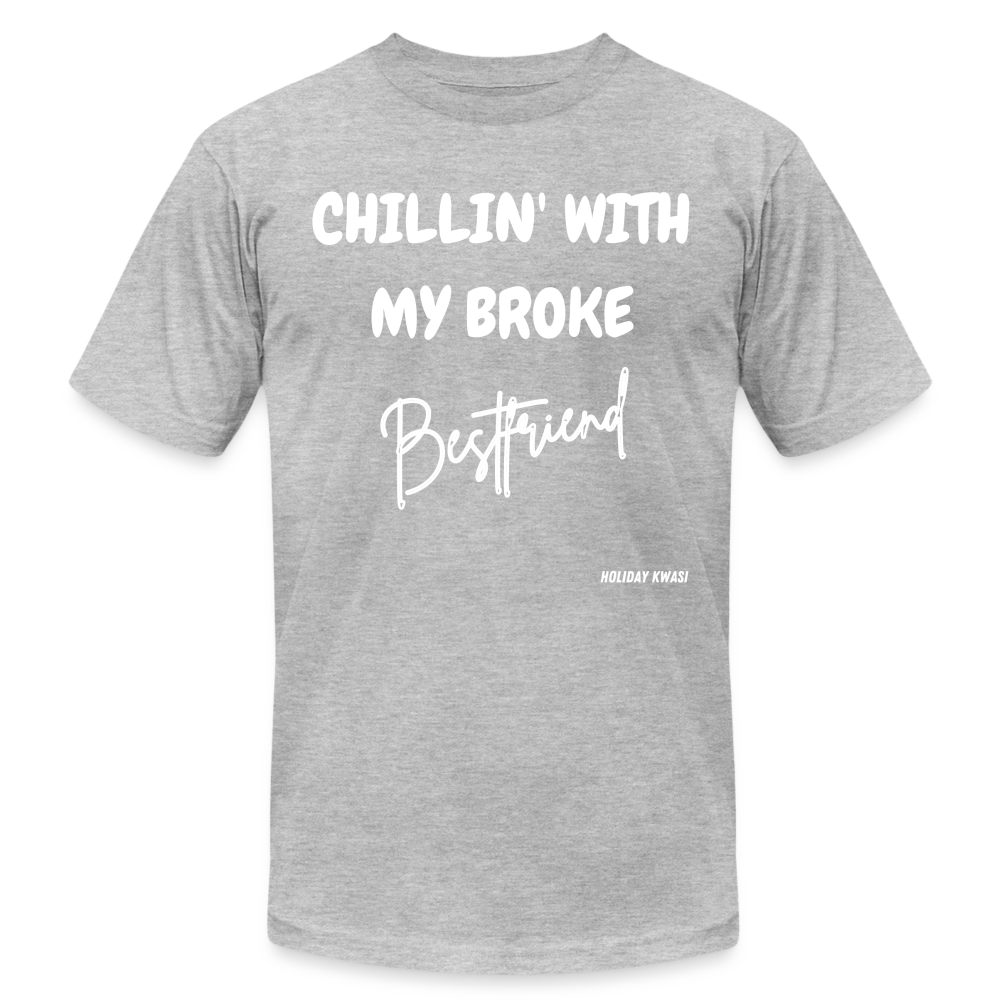 Broke Bestie wht Tee - heather gray