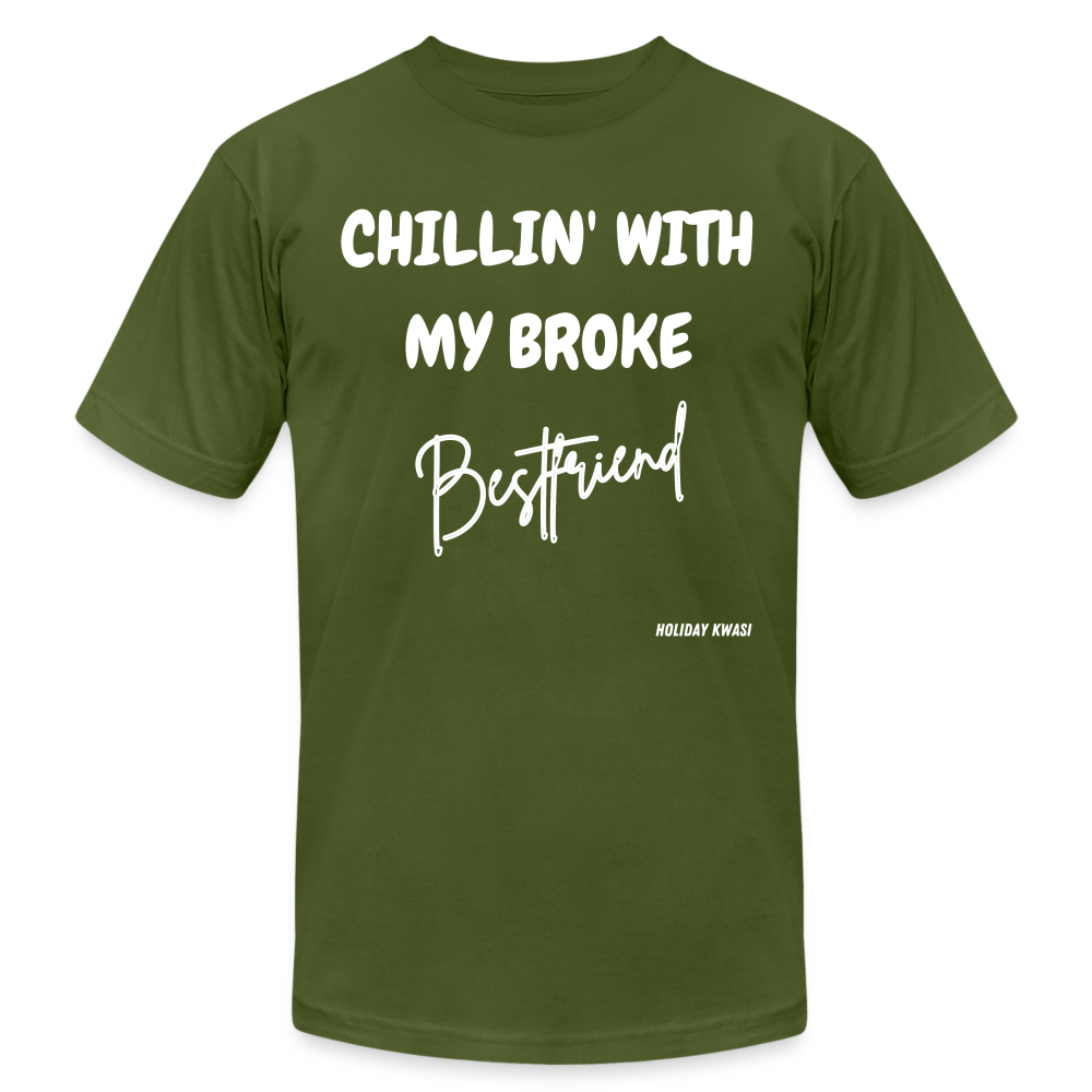 Broke Bestie wht Tee - olive