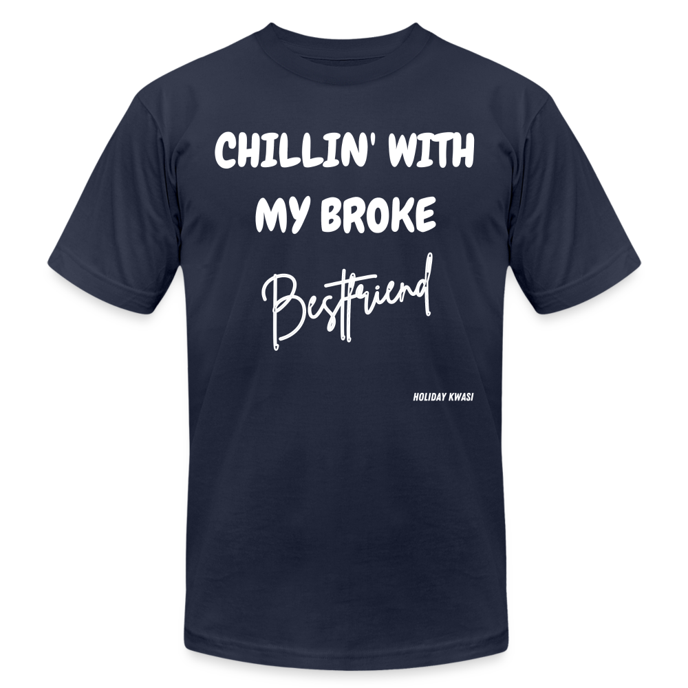 Broke Bestie wht Tee - navy