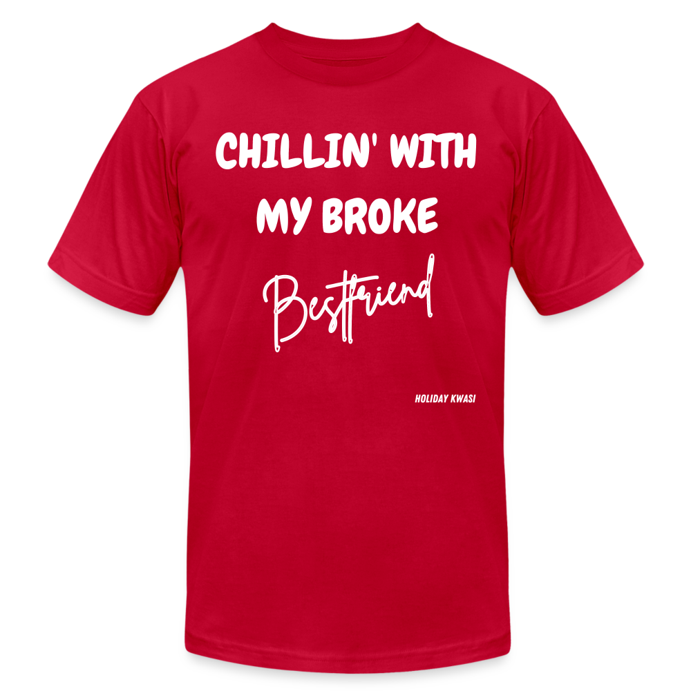 Broke Bestie wht Tee - red