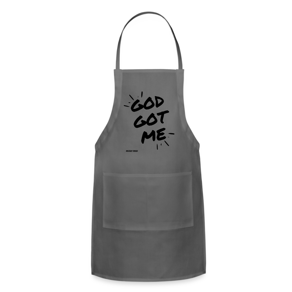 God Got Me Apron Onyx - charcoal