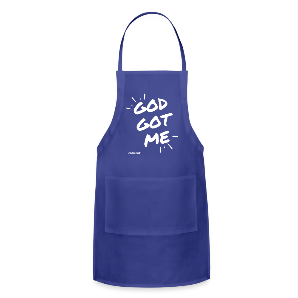 God Got Me Apron Snow - royal blue